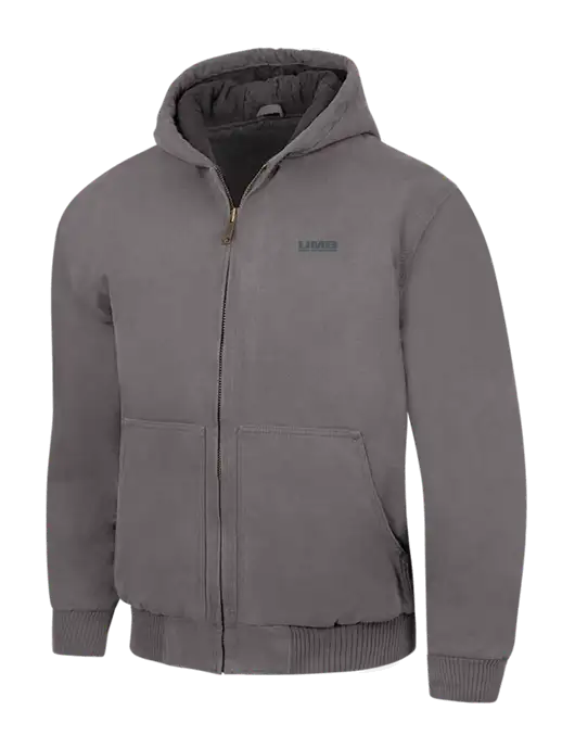 CornerStone Medium Grey Washed Duck Cloth Insulated Hooded Work Jacket w/UMB Logo