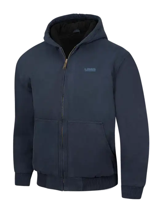 CornerStone Navy Washed Duck Cloth Insulated Hooded Work Jacket w/UMB Logo