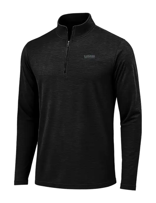 Black Triad Solid Posicharge Tri-Blend Wicking 1/4 Zip Pullover w/UMB Logo
