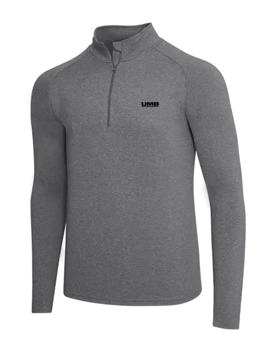 Dark Grey Heather Sport Wick Stretch 1/4 Zip Pullover w/UMB Logo