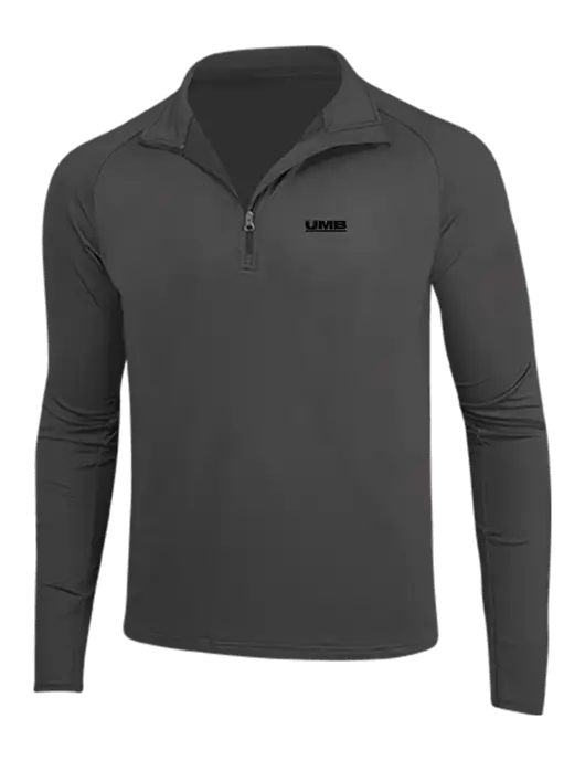 Charcoal Grey Sport Wick Stretch 1/4 Zip Pullover w/UMB Logo
