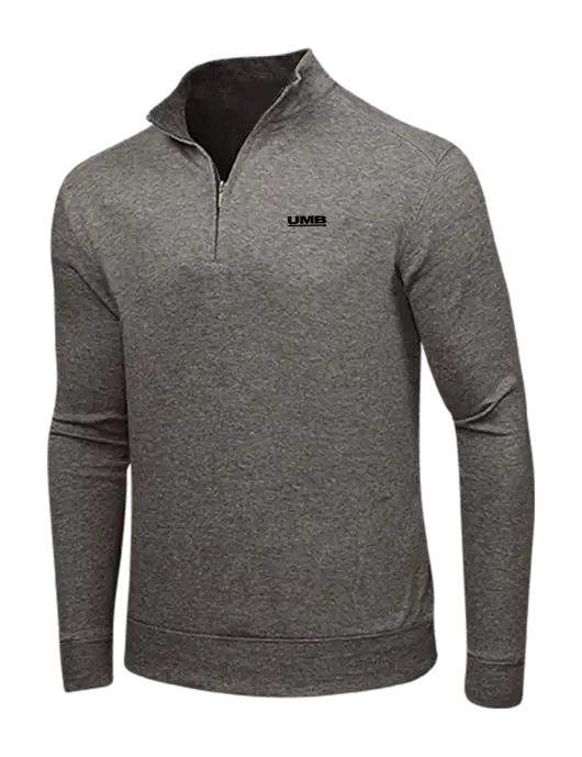 Charcoal Heather/Medium Heather Grey Interlock 1/4 Zip w/UMB Logo