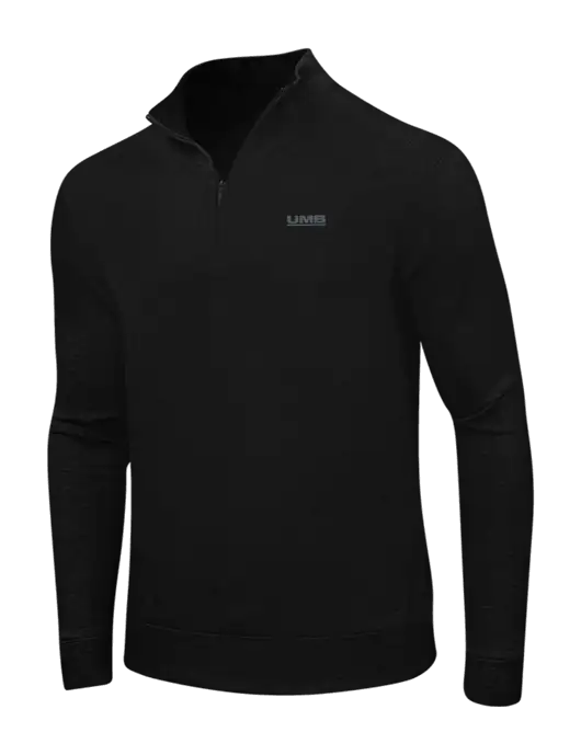Deep Black/Charcoal Heather Interlock 1/4 Zip w/UMB Logo
