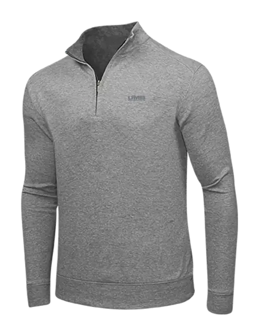 Medium Heather Grey/Charcoal Heather Interlock 1/4 Zip w/UMB Logo