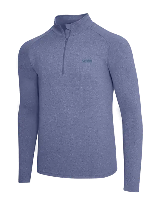 Navy Heather Sport Wick Stretch 1/4 Zip Pullover w/UMB Logo