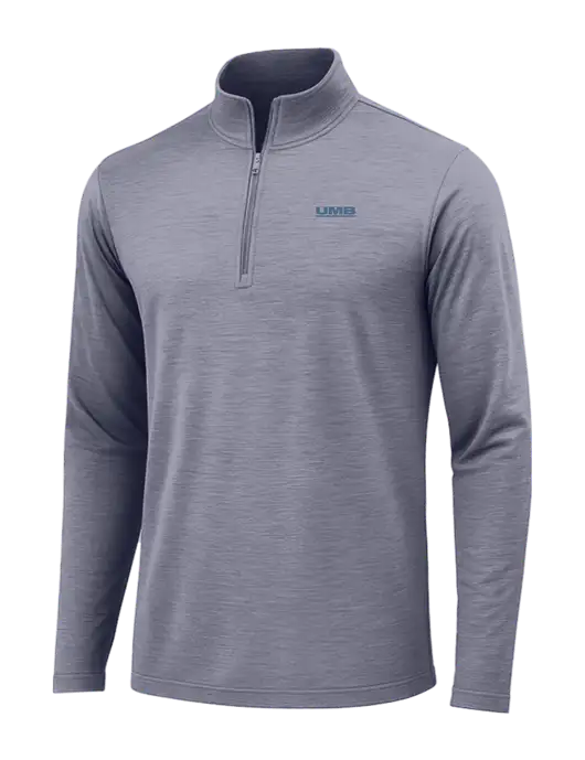 True Navy Heather Posicharge Tri-Blend Wicking 1/4 Zip Pullover w/UMB Logo