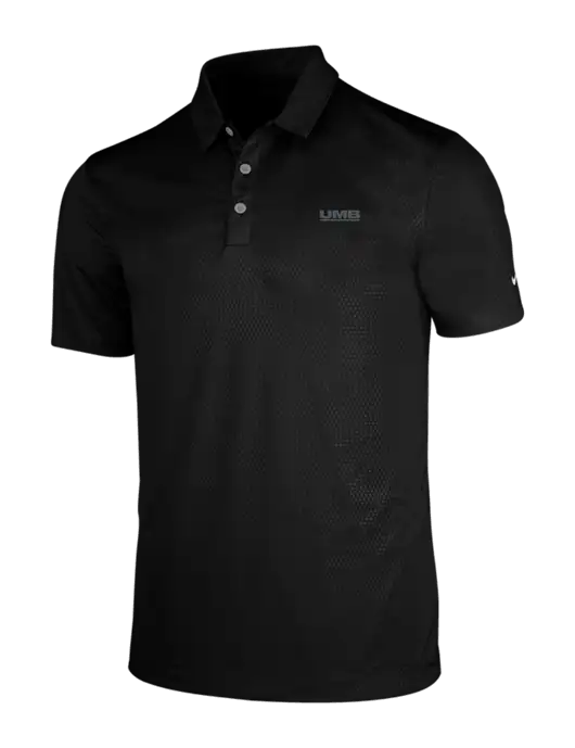 NIKE Black Dri-Fit Embossed Tri-Blade Polo w/UMB Logo