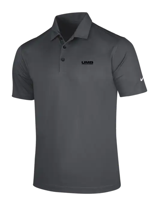 NIKE Dark Grey Dri-Fit Vertical Mesh Polo w/UMB Logo