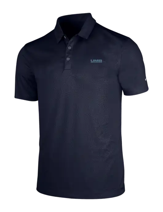 NIKE Dark Navy Dri-Fit Embossed Tri-Blade Polo w/UMB Logo