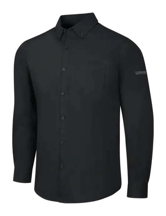 Black Long Sleeve Carefree Poplin Shirt w/UMB Logo