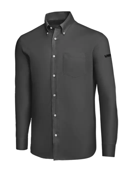 Brooks Brothers Dark Grey Wrinkle-Free Stretch Nailhead Shirt w/UMB Logo