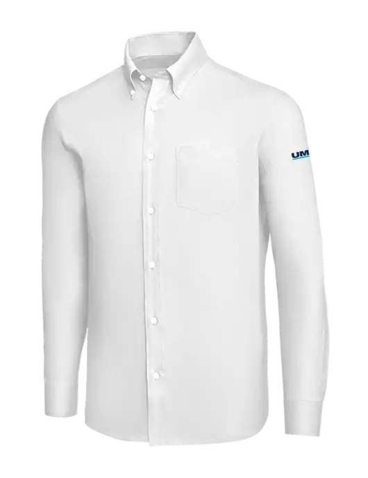 Brooks Brothers White Wrinkle-Free Stretch Nailhead Shirt w/UMB Logo
