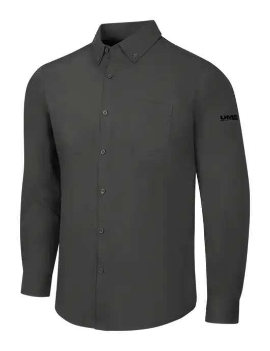 Dark Grey Long Sleeve Carefree Poplin Shirt w/UMB Logo