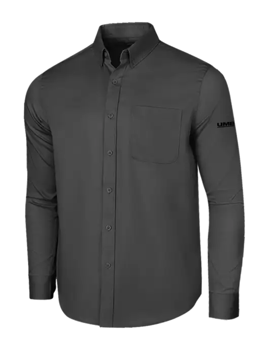 Long Sleeve Dark Grey Superpro React Twill Shirt w/UMB Logo