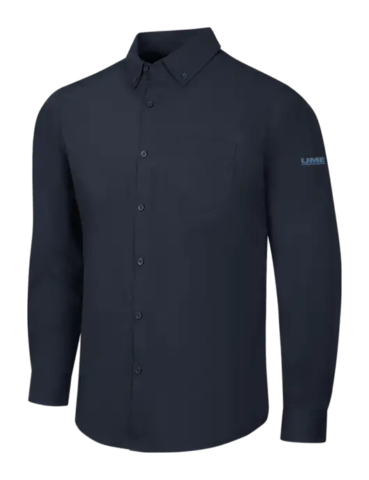 Navy Long Sleeve Carefree Poplin Shirt w/UMB Logo