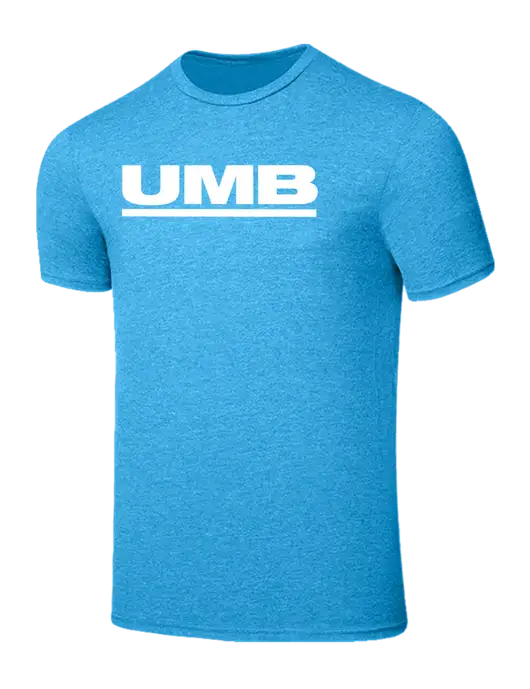 Seriously Soft Heathered Sapphire Blue T-Shirt w/UMB Logo