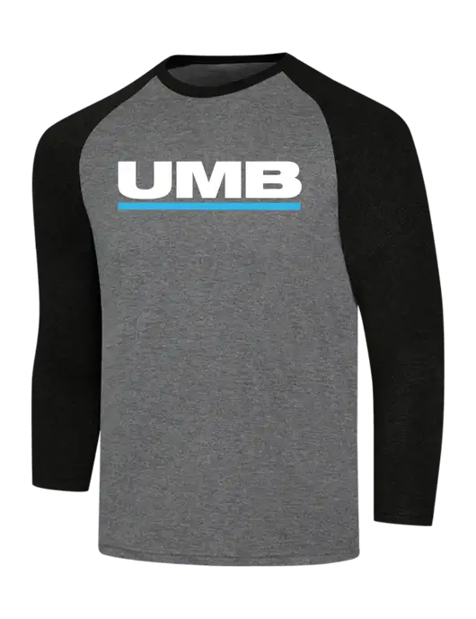 Simply Soft 3/4 Sleeve Black Frost/Grey Frost Ring Spun Cotton T-Shirt w/UMB Logo