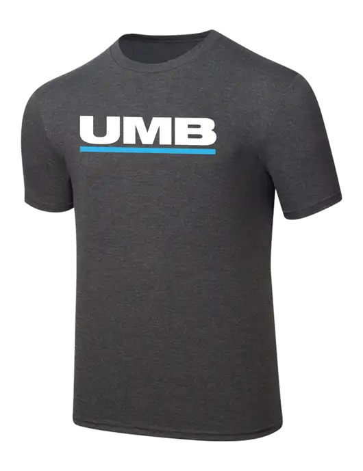 Simply Soft Heathered Charcoal 4.5oz  Poly/Combed Ring Spun Cotton T-Shirt w/UMB Logo