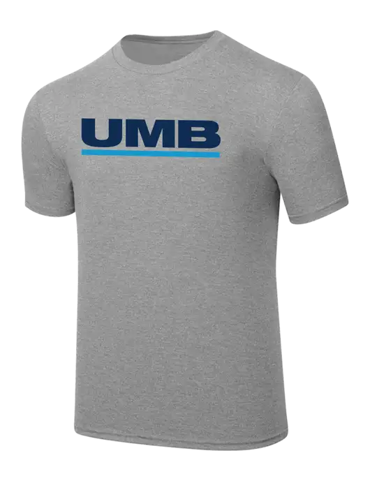 Simply Soft Heathered Light Grey 4.5oz  Poly/Combed Ring Spun Cotton T-Shirt w/UMB Logo