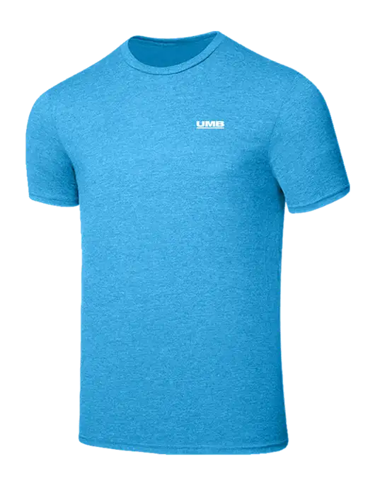 Seriously Soft Heathered Sapphire Blue T-Shirt w/UMB Logo