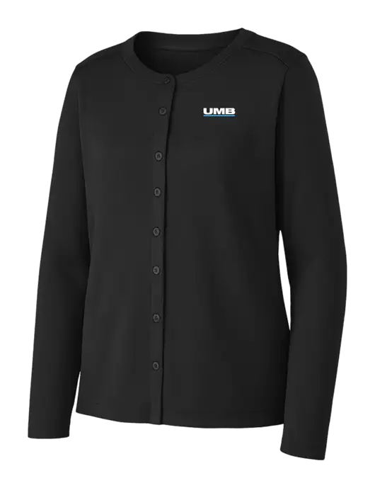 Black Womens Concept Stretch Button-Front Cardigan Sweater w/UMB Logo