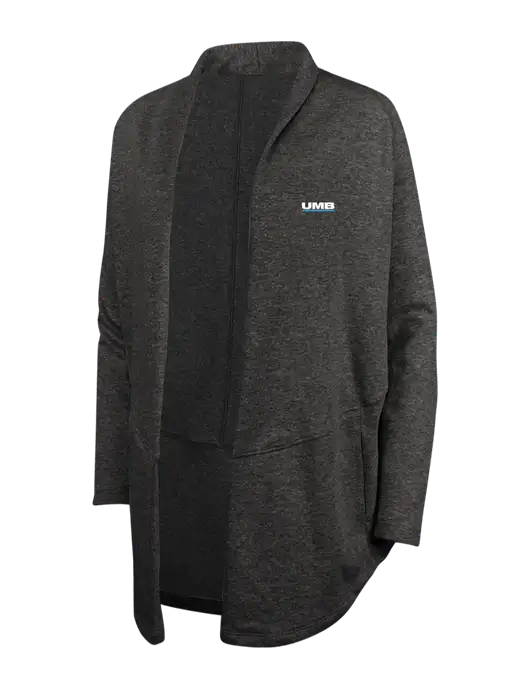 Charcoal Heather/ Medium Heather Grey Womens Interlock Cardigan w/UMB Logo