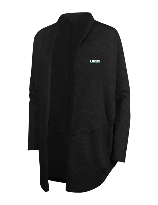 Deep Black/Charcoal Heather Womens Interlock Cardigan w/UMB Logo