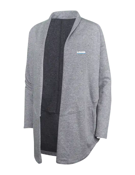 Medium Heather Grey/Char Heather Womens Interlock Cardigan w/UMB Logo