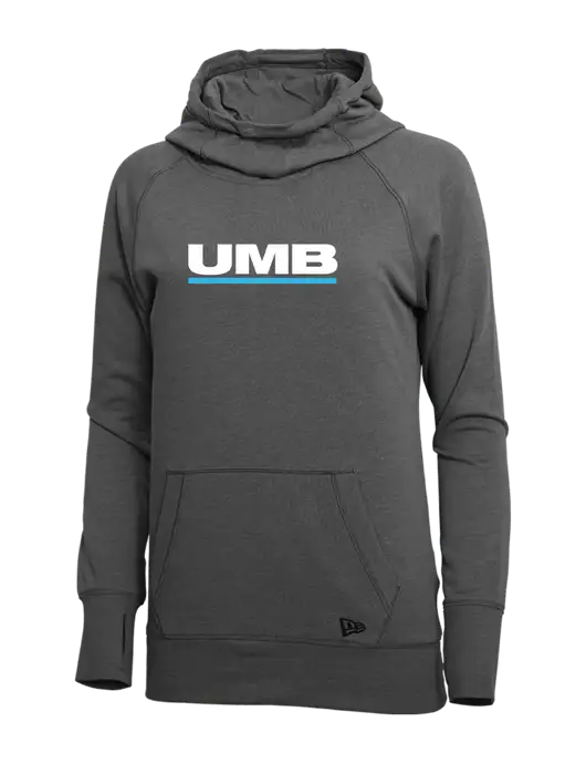 New Era Black Heather Womens Tri-Blend Fleece Pullover Hoodie w/UMB Logo