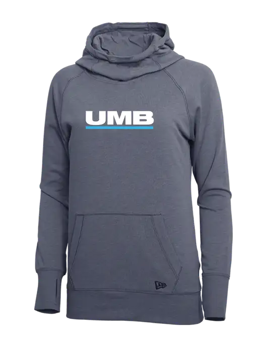 New Era True Navy Heather Womens Tri-Blend Fleece Pullover Hoodie w/UMB Logo