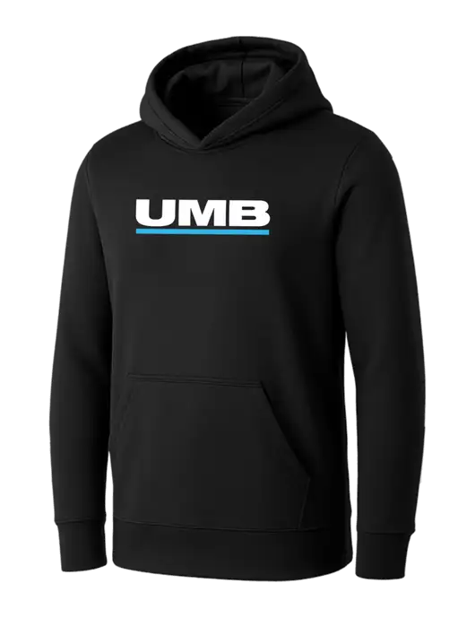 Womens Black Core Fleece Pullover Hooded Sweatshirt w/UMB Logo