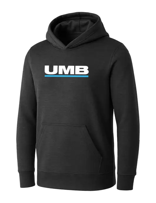Womens Dark Grey Heather Core Fleece Pullover Hooded Sweatshirt w/UMB Logo