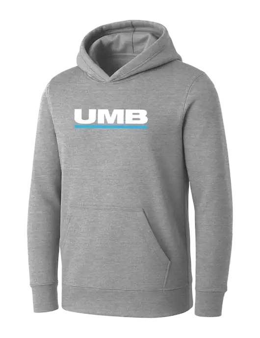 Womens Light Grey Heather Core Fleece Pullover Hooded Sweatshirt w/UMB Logo
