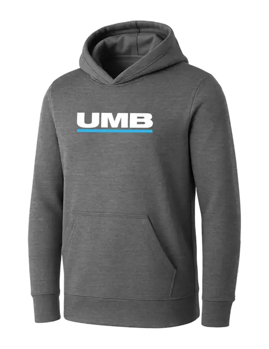 Womens Medium Grey Heather Core Fleece Pullover Hooded Sweatshirt w/UMB Logo