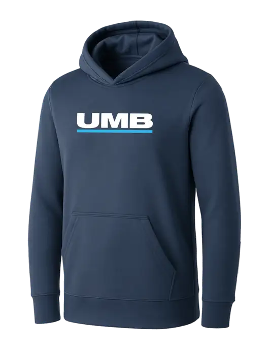Womens Navy Core Fleece Pullover Hooded Sweatshirt w/UMB Logo