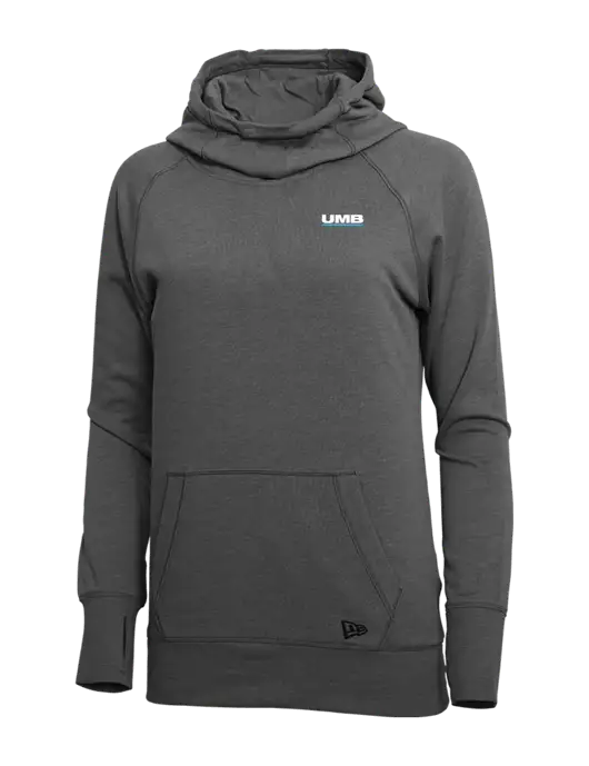 New Era Black Heather Womens Tri-Blend Fleece Pullover Hoodie w/UMB Logo
