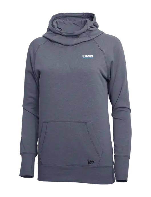 New Era True Navy Heather Womens Tri-Blend Fleece Pullover Hoodie w/UMB Logo