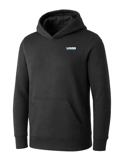 Womens Dark Grey Heather Core Fleece Pullover Hooded Sweatshirt w/UMB Logo