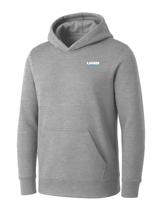 Womens Light Grey Heather Core Fleece Pullover Hooded Sweatshirt w/UMB Logo