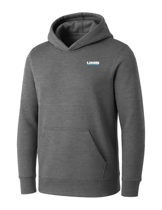 Womens Medium Grey Heather Core Fleece Pullover Hooded Sweatshirt w/UMB Logo