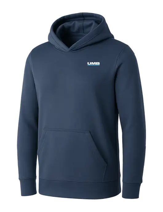 Womens Navy Core Fleece Pullover Hooded Sweatshirt w/UMB Logo