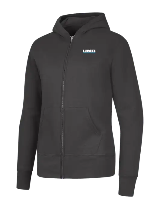 Charcoal Womens Core Fleece Full-Zip Hooded Sweatshirt w/UMB Logo