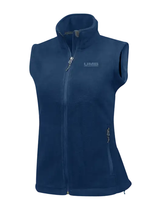 Navy Womens Fleece Vest w/UMB Logo