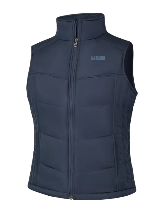  Womens Dark Slate/Black Puffy Vest w/UMB Logo