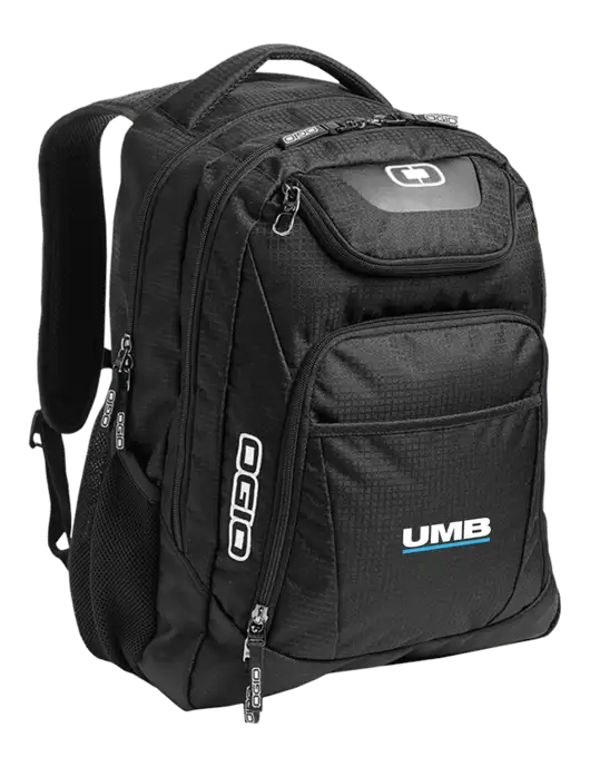 OGIO Black/Silver Excelsior Laptop Backpack w/UMB Logo