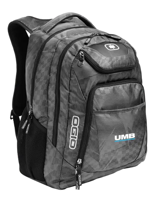 OGIO Race Day Silver Excelsior Laptop Backpack w/UMB Logo