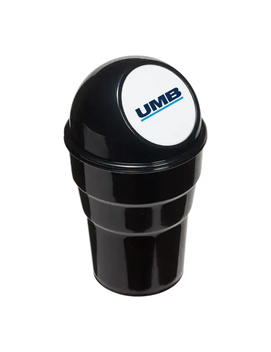 Black Car Cup Holder Trash Can w/UMB Logo