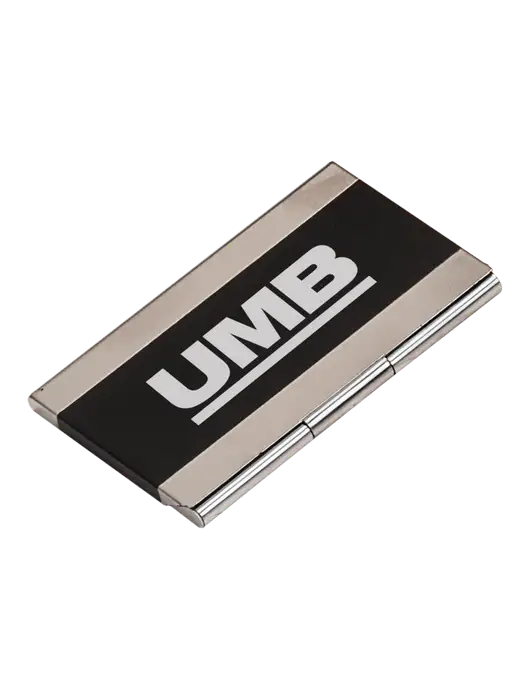 Black 3.75 x 2.5 Business Card Holder w/UMB Logo