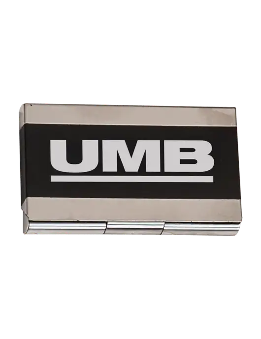 Black 3.75 x 2.5 Business Card Holder w/UMB Logo