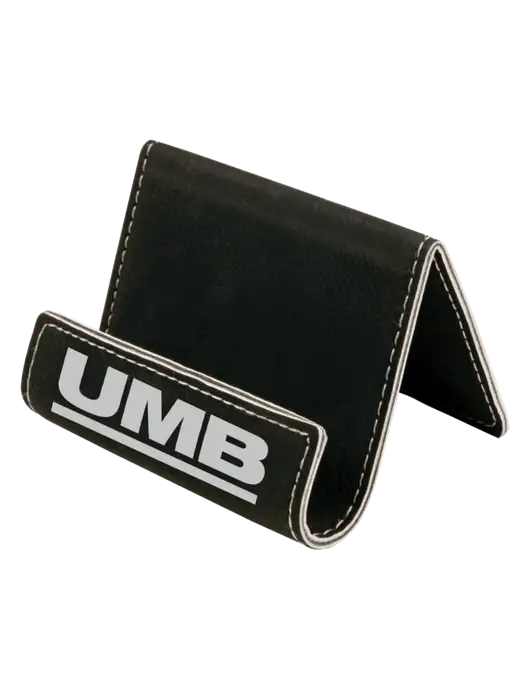 Black Leatherette Card & Phone Holder w/UMB Logo